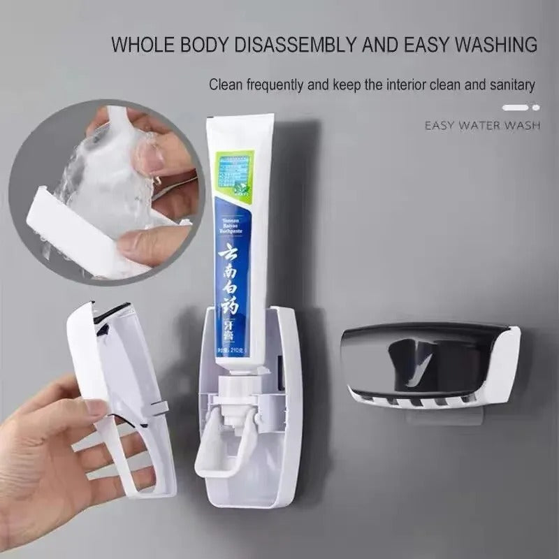 Wall-Mounted Toothbrush Holder with Automatic Toothpaste Dispenser