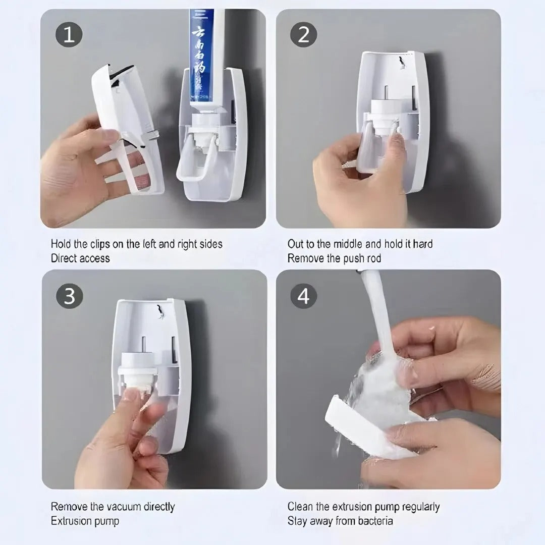 Wall-Mounted Toothbrush Holder with Automatic Toothpaste Dispenser
