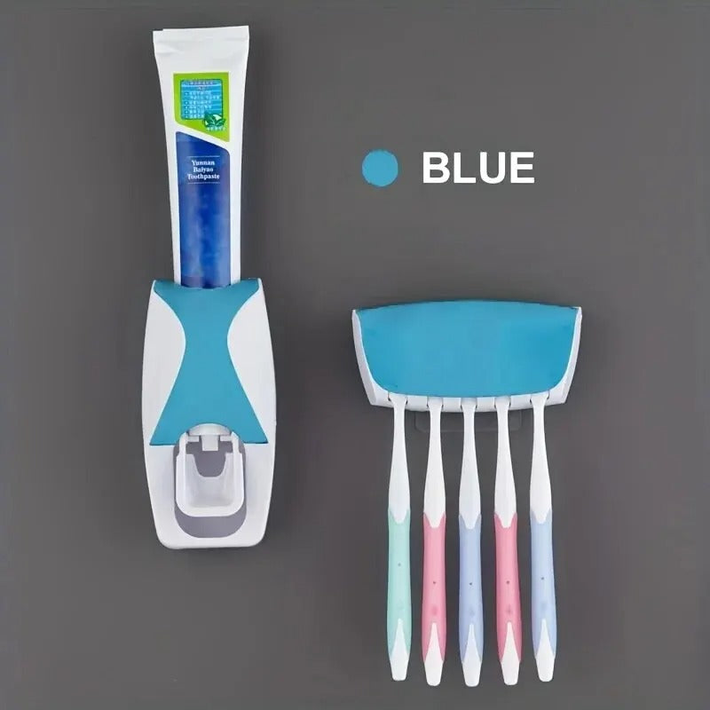 Wall-Mounted Toothbrush Holder with Automatic Toothpaste Dispenser