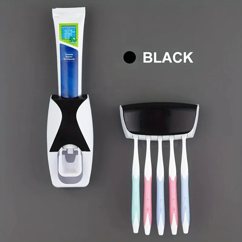 Wall-Mounted Toothbrush Holder with Automatic Toothpaste Dispenser