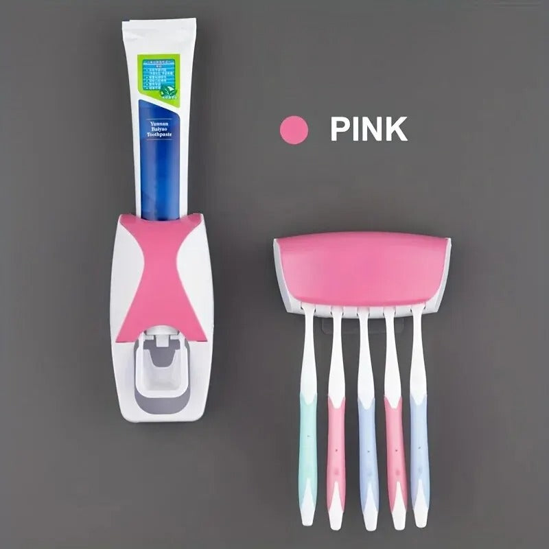 Wall-Mounted Toothbrush Holder with Automatic Toothpaste Dispenser