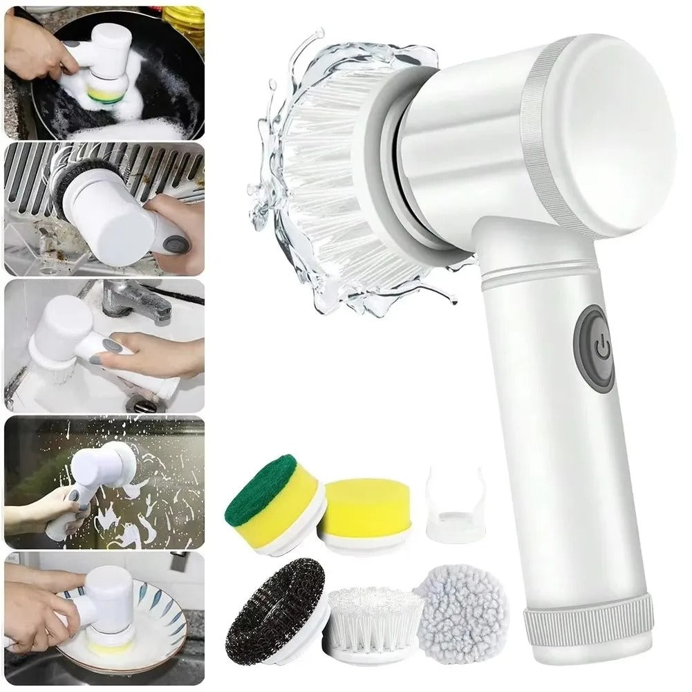 Electric Spin Scrubber – Bathroom Power Scrubber with 5 Replaceable Brush Heads