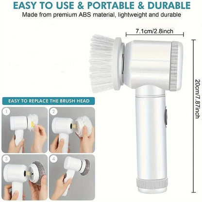 Electric Spin Scrubber – Bathroom Power Scrubber with 5 Replaceable Brush Heads