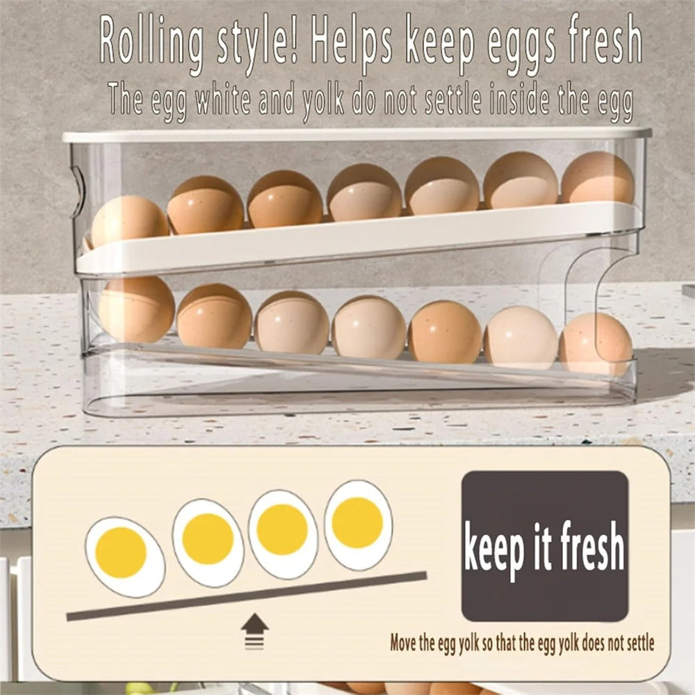 Auto-Rolling Egg Dispenser for Refrigerator – Space-Saving Organizer