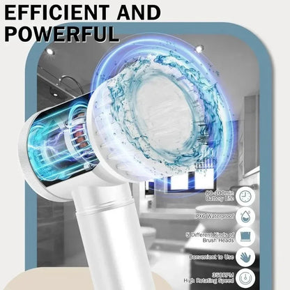 Electric Spin Scrubber – Bathroom Power Scrubber with 5 Replaceable Brush Heads