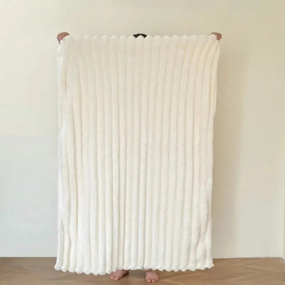 Ultra-Soft Fluffy Throw Blanket for Bed – Warm Cozy Striped Plush Blanket for Winter, Lightweight Decorative Sofa & Couch Blanket